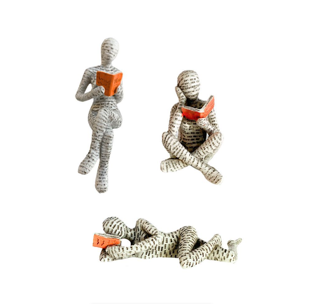 Resin Bookworm Figurine Home Office Decorative Ornament