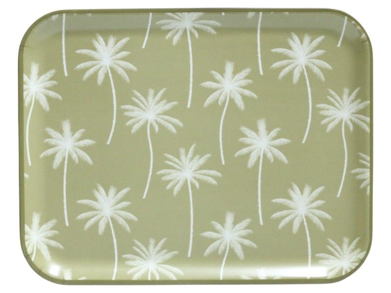 Melamine Serving Tray Palm Motif Beige 37x29cm