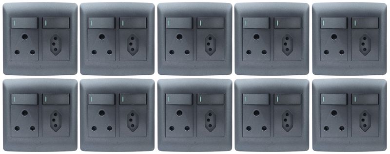 Hello Today Metallic Black Single Plug with Euro Socket - 10 Pack