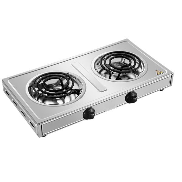 Stainless Steel Double Hot Plate with Two Spiral Burners