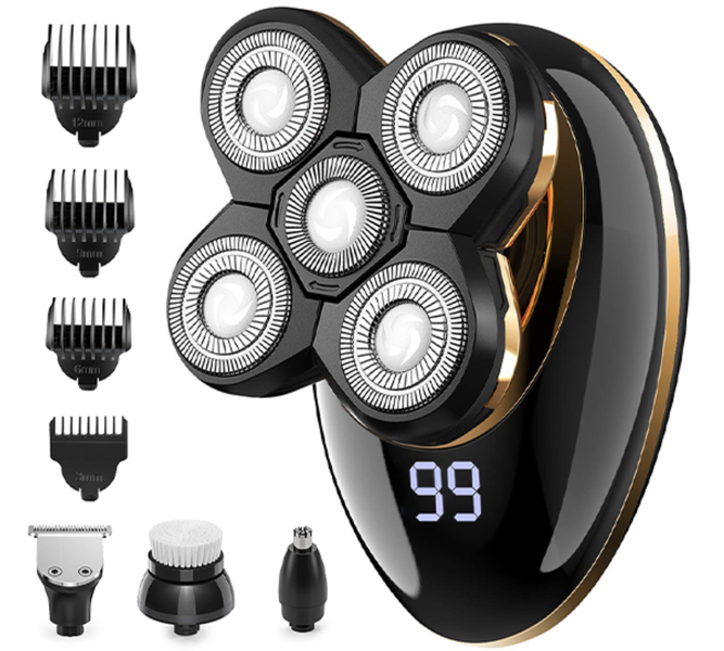 Man Up - Men’s 5-in-1 Waterproof Electric Head and Face Shaver - USB Charge