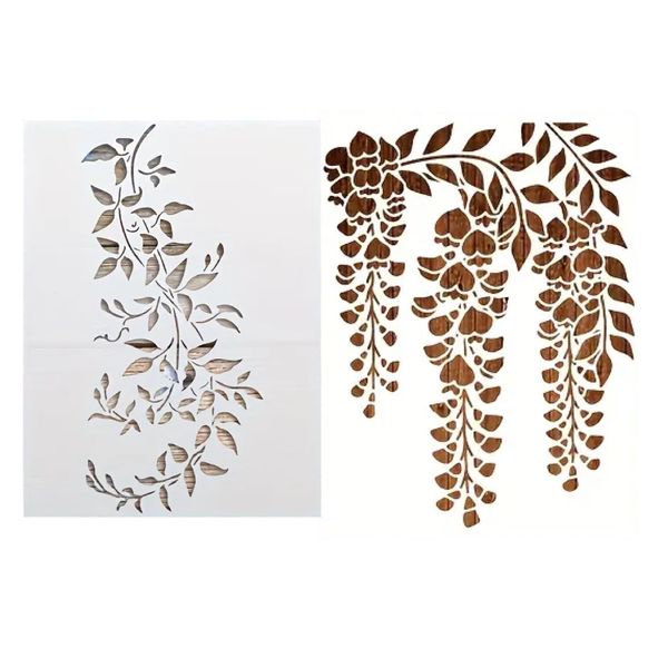 Craft Large Reusable Vine Pattern Floral Painting Stencils 2pcs - 40cm