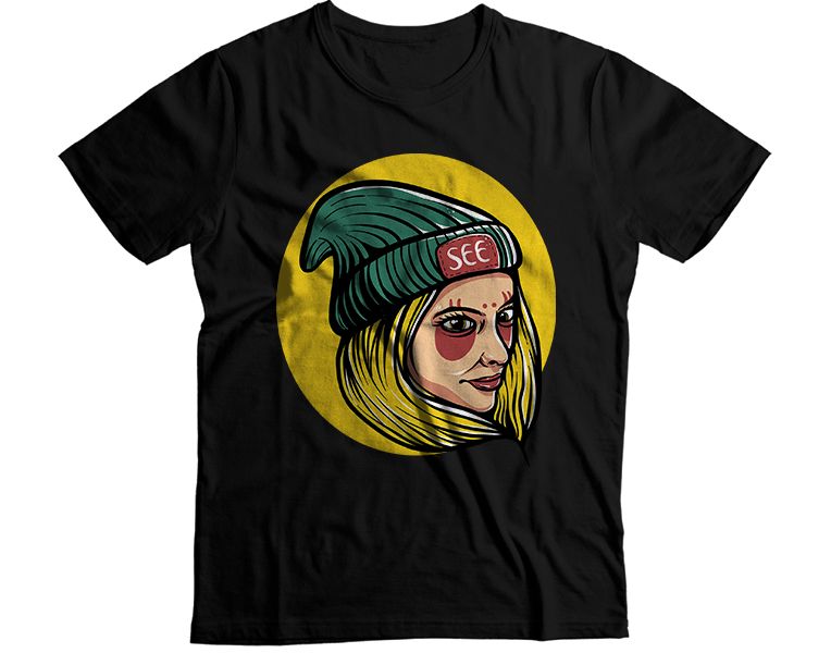 Woman Green Hat Graphic T-Shirt