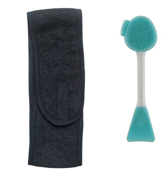 Blue Silicone Cleansing Brush And UG Spa Adjustable Headband