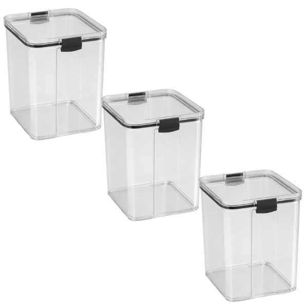 3 Pack - Airtight White Rimmed Food Storage Container - Transparent