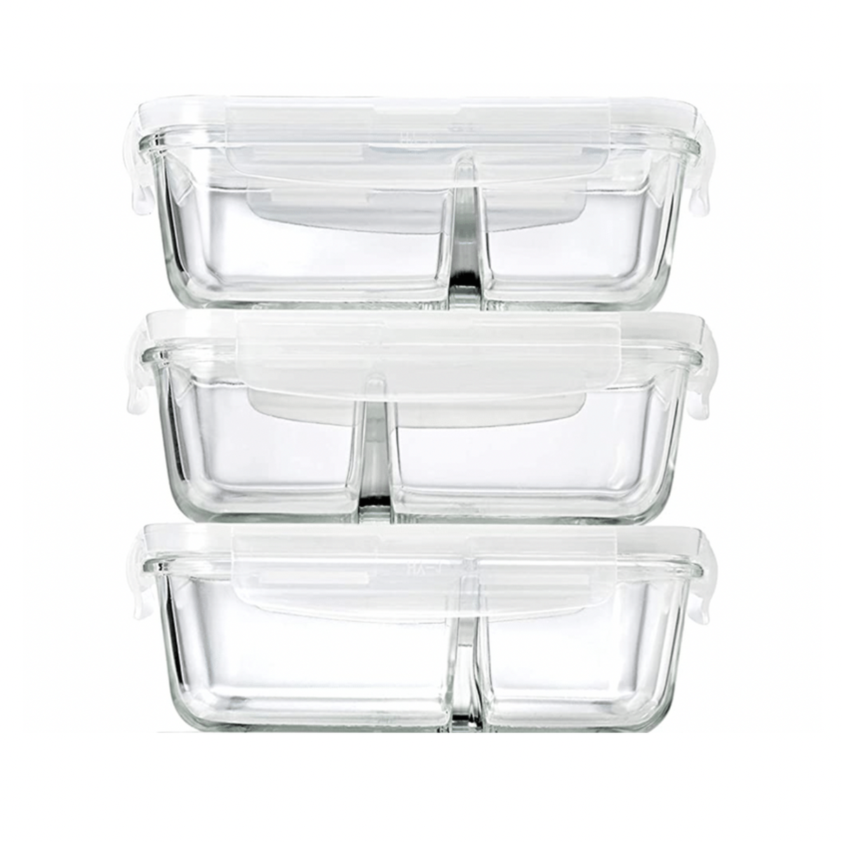 LeakProof Glass Food Storage Containers with Divider 3 Pack Shop