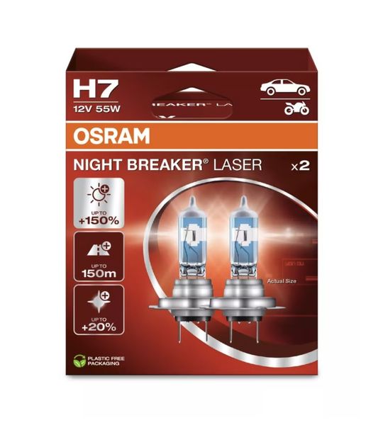 Osram Night Breaker Laser H7 Headlight Bulb Set (2 x Bulbs)