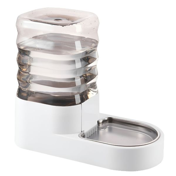 4L Automatic Pet Water Dispenser with Stainless Steel Bowl - White