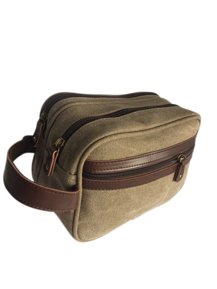 Vivace Unisex Double Zipped Canvas Toiletry Bag Coffee Buy Online in