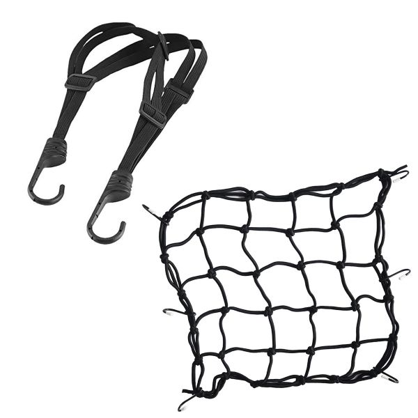 Storage Elastic Luggage Cargo Net with 6 Hooks &amp; Elastic Cord Set 40X40cm