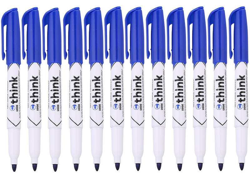 Think 1.5mm Acrylic Tip Blue Whiteboard Marker - Set of 12 - U00630