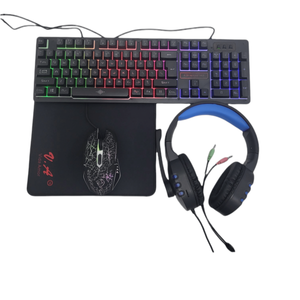 4-in-1 RGB Gaming Combo Set Wired Keyboard Mouse Headset &amp; Mouse Pad