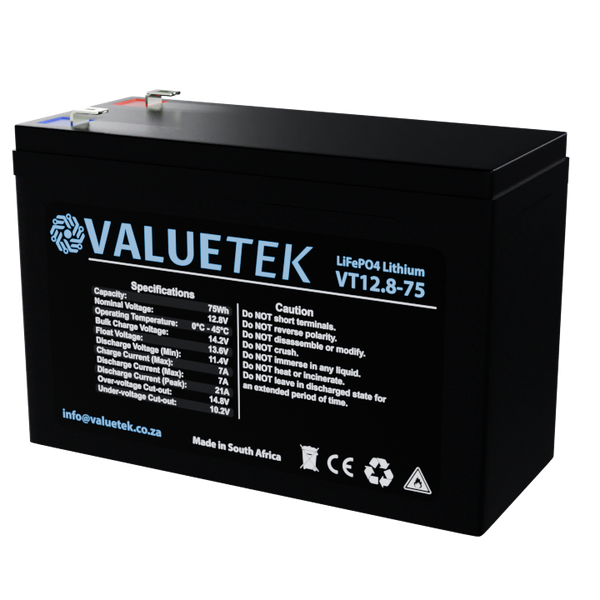 12V 6Ah 75Wh Lithium Alarm / Gate Battery. (LiFePO4)