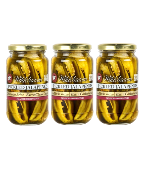 Wildebraam Pickled Jalapeños - Tangy Chilli Slices 3 x 410g jars