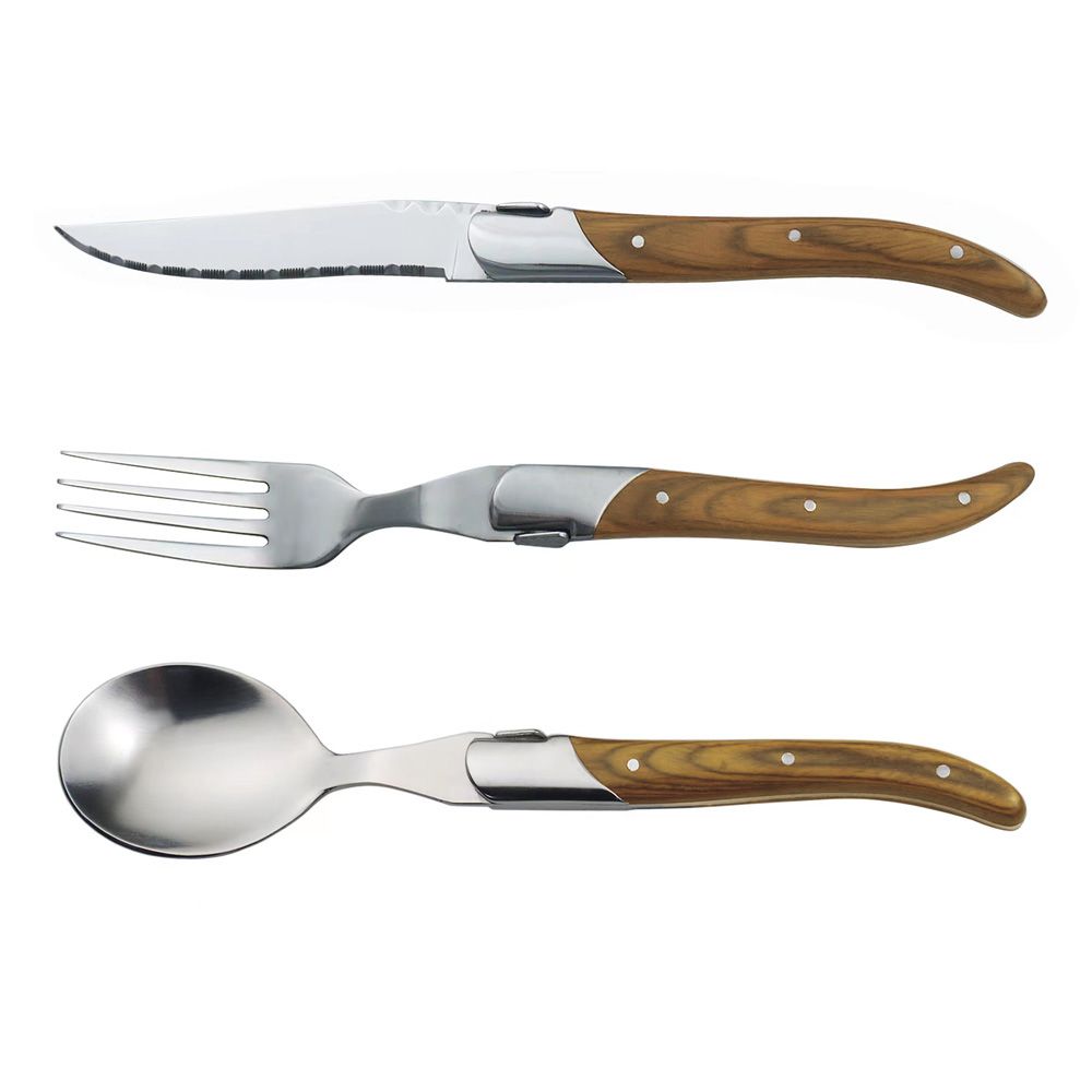Hestia Japanese Cutlery Set Stainless Steel and Light Wood Handle