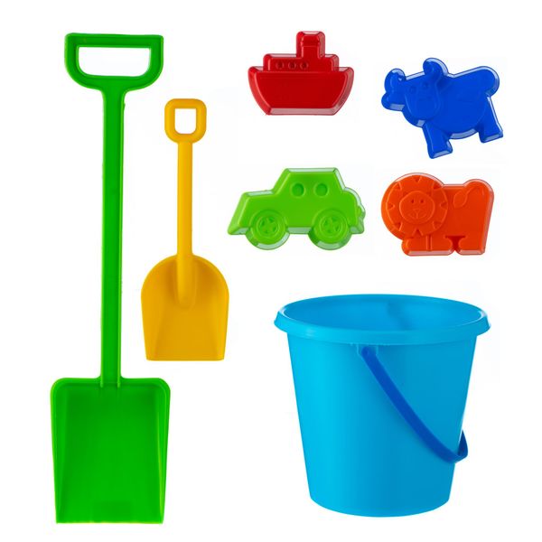 7 Piece Beach Bucket Toys Set Assorted Colors