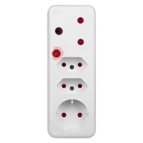 Switched 4-Way Medium Surge Adaptor with Schuko