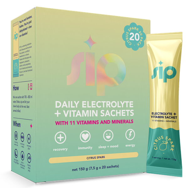SIP Daily Electrolyte &amp; Vitamin Sachets - Citrus Spark - 20 Pack