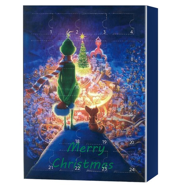 Green Hair Monster Grinch Christmas Advent Calendar Box