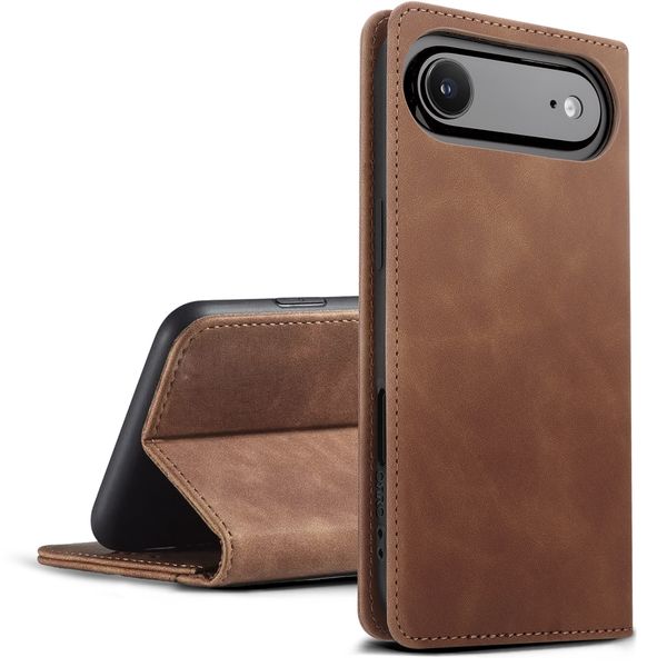 ORRO Brown Vegan Leather Wallet Case Compatible with iPhone Air