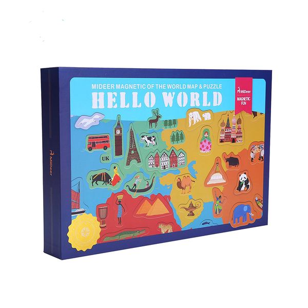 Mideer - Magnetic World Map Board - 148-Piece Geography Learning for Kids