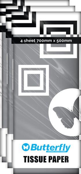 Tissue Paper - 4 Sheets (660X500Mm) Silver T36 X3