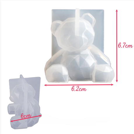 LARGE 3D Geometric Bear 2 Part Silicone Mold