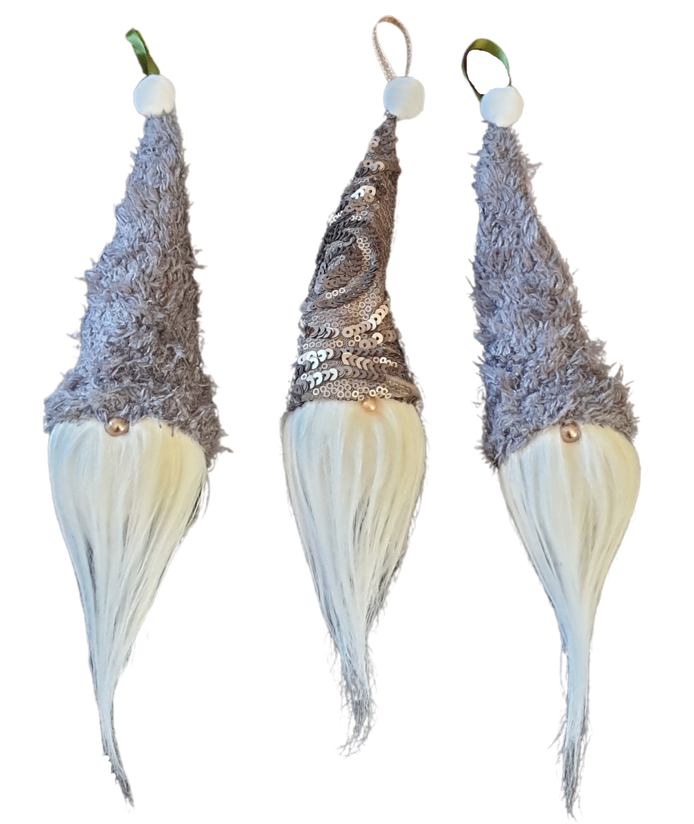 Set of 3 Handmade Luxury Hanging Christmas Gnome Ornaments Buy Online