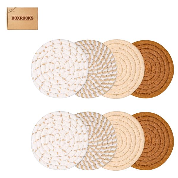 8 Pcs Coasters for Drinks Braided Cotton Woven Drink Coaster