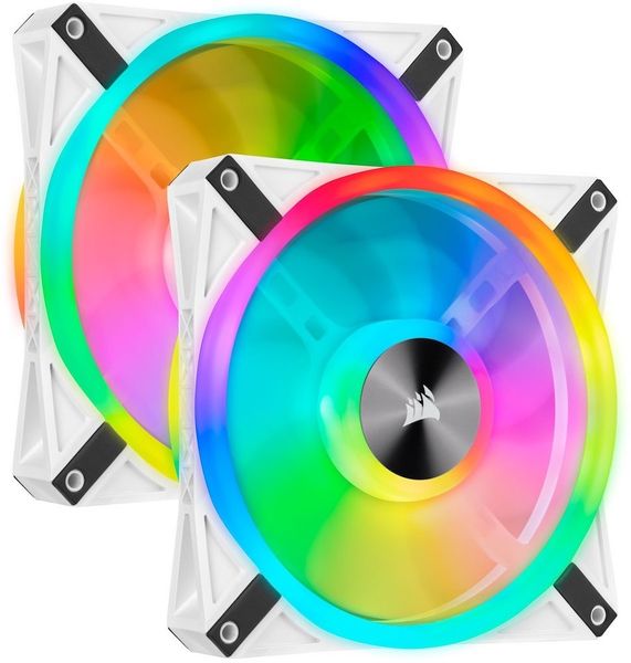 iCUE QL140 RGB 140mm PWM Dual Fan Kit with Lighting Node CORE White -