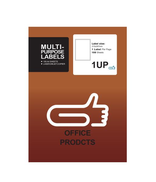 1 Up Labels Self Adhesive A4 Size - 100 Sheets - The Clip
