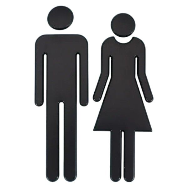 Adhesive Male &amp; Female Toilet Sign - Black