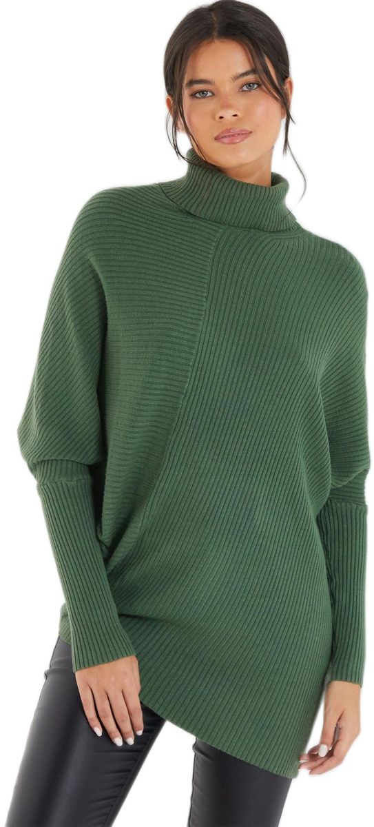 Quiz Ladies Khaki Knitted Roll Neck Jumper Shop Today. Get it