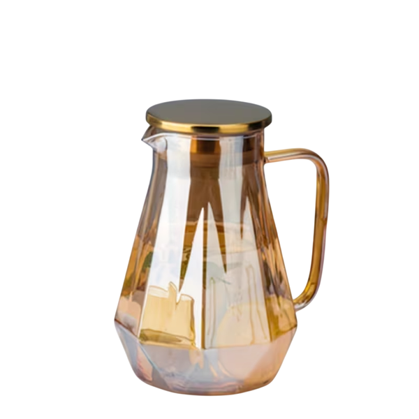 Diamond Shaped Borosilicate Glass Jug with Lid - 1.9L