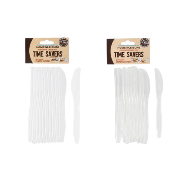 Home 'n Leisure Homeware - Assorted Plastic Knives - 4 x 10 Knives