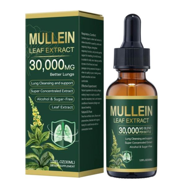 Mullein Drops for Lungs, Mullein Leaf Extract Supplement, Lung Cleanse