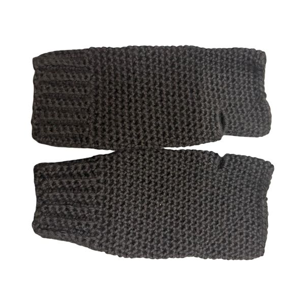 Handmade Wool Fingerless Gloves - Black