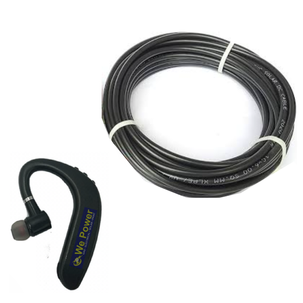 Solar Cable 10 Meter Black 4mm With Free Bluetooth Earphone