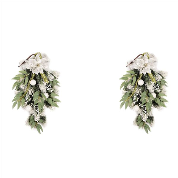 Teardrop Swag With Berry Flower And Ball Ornaments