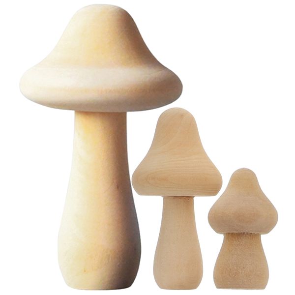 Craft Wooden Mushroom Painting DIY Art Project Decoration 3 Set