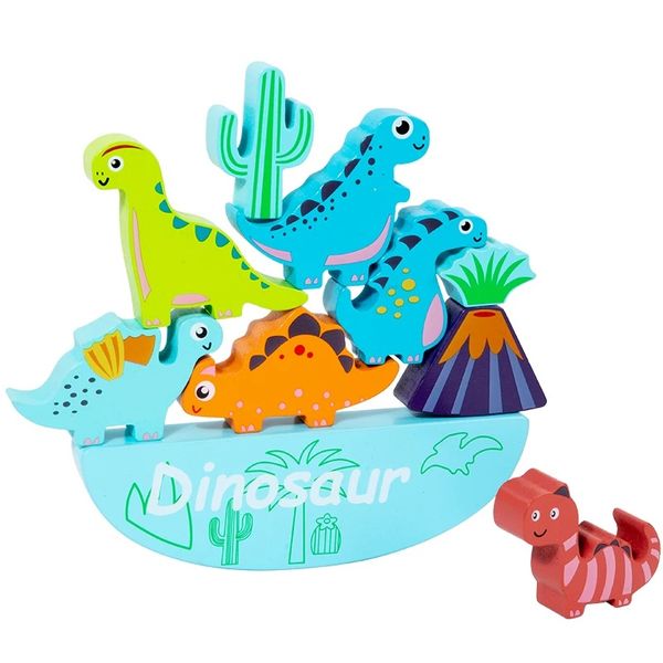 Wooden Dinosaur Balance Stacking Toy - Educational Montessori Balance Game