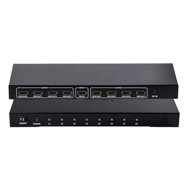 DLTech 1x8 4Kx2K HDMI Splitter 2160p@30Hz Audio Video Distributor Box