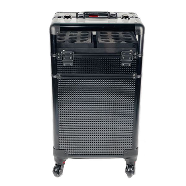 2 in 1 Professional Rolling Makeup Case with 24 Slots Lipstick Holder
