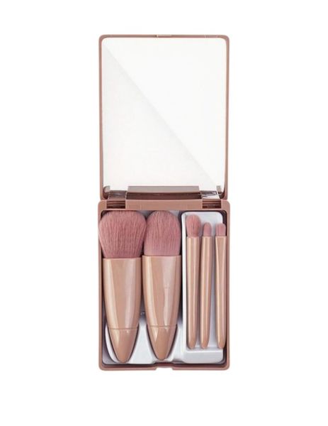 5 Piece - Multifunctional Makeup Brush Set - Dusty Pink