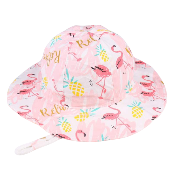 Pink Flamingo and Pineapple Girls Baby/Toddler Sun Hat