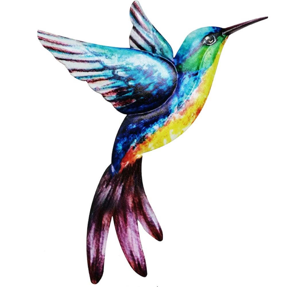 Garden Decor Hanging Painted Glass Style Hummingbird - 21cm