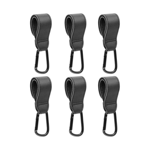 6Piece Leather Baby Stroller Hooks for Hanging Multipurpose Stroller Clips