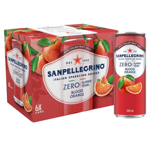 Sanpellegrino Zero Blood Orange Italian Sparkling Drink 6 x 330ml