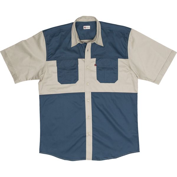 Salty - Two Tone Bush Shirt - Stone &amp; Airforce Blue