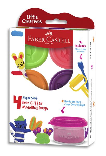 Little Creatives Modelling Dough Neon Glitter - Set of 4 (50g)